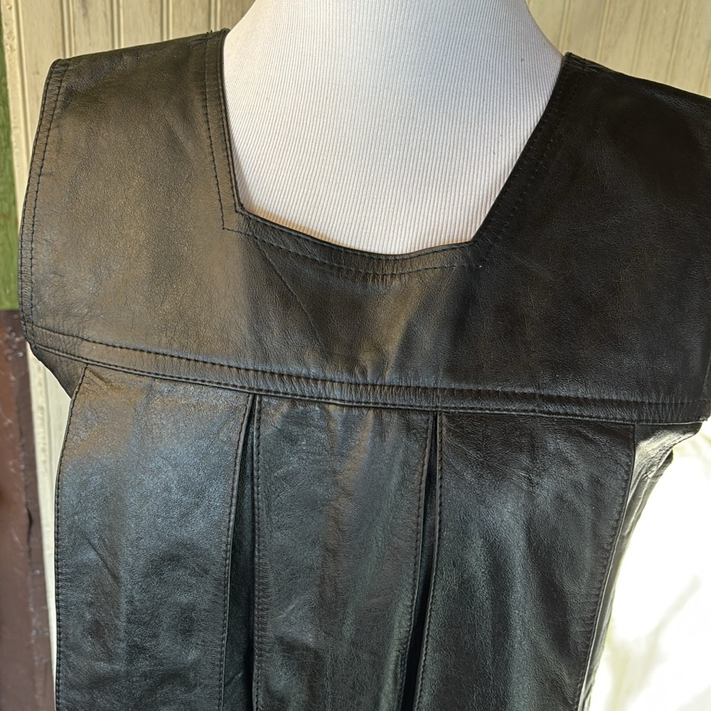 Pleated Genuine Leather Mini Dress, British GameBirds, Medium, EUC, Black - Picture 10 of 14